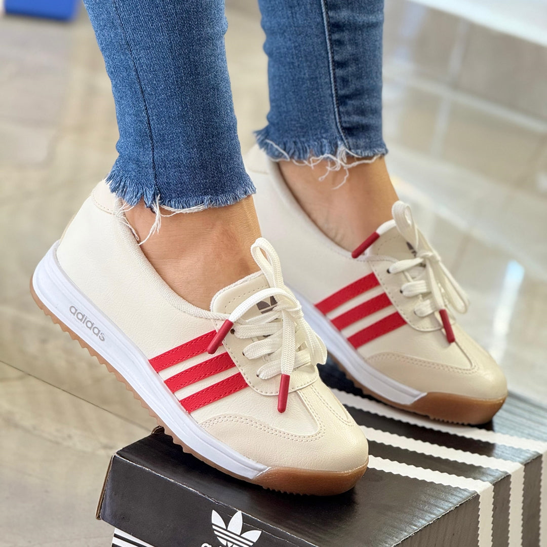MAFALDA ADIDAS RETRO DAMA BEIGE X ROJO