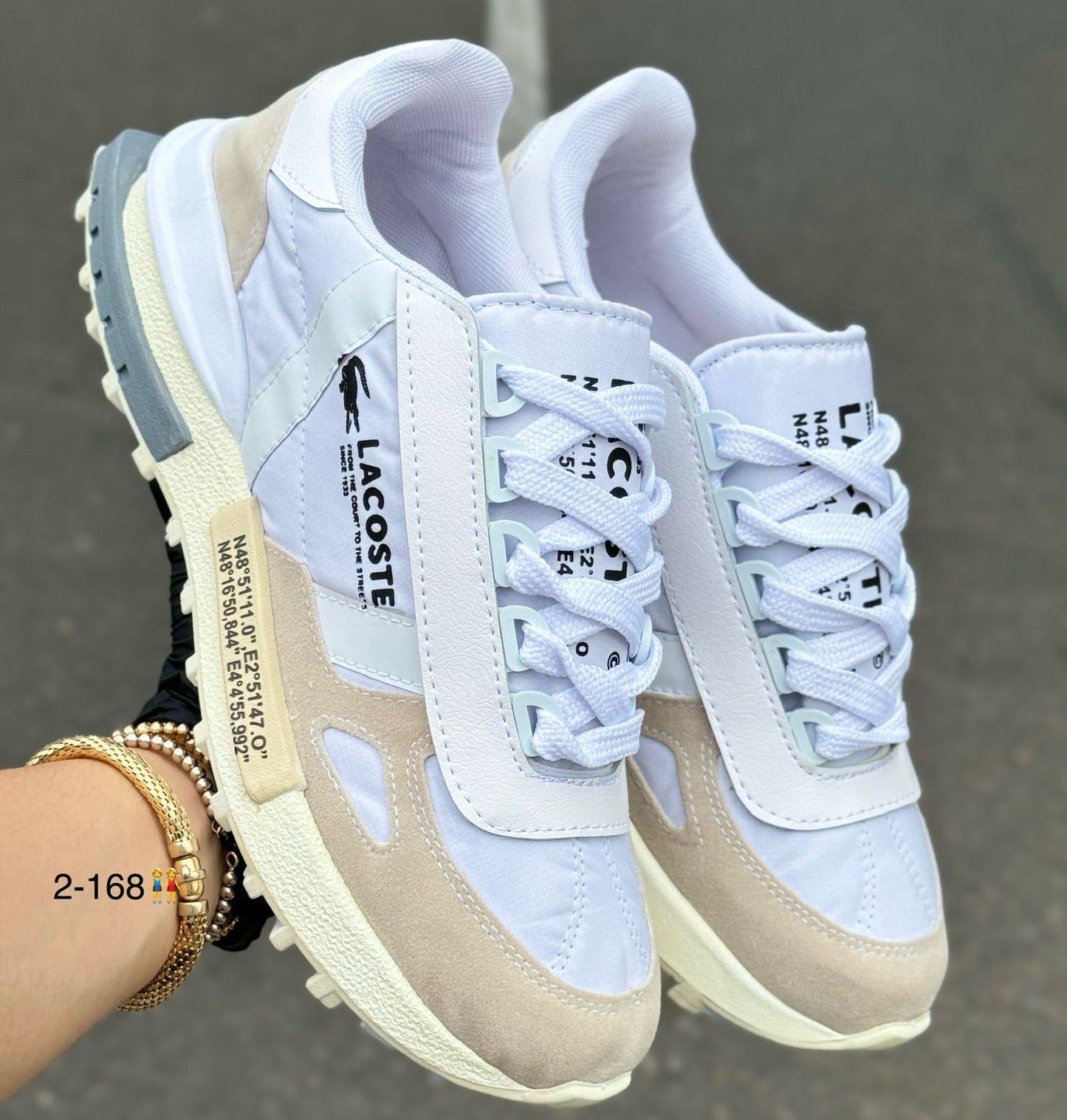 TENIS LACOSTE GRIS X BEIS