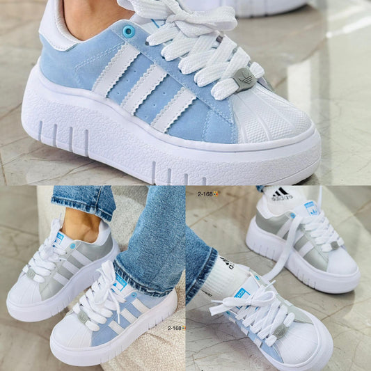 TENIS ADIDAS SUPER STAR AZUL X GRIS